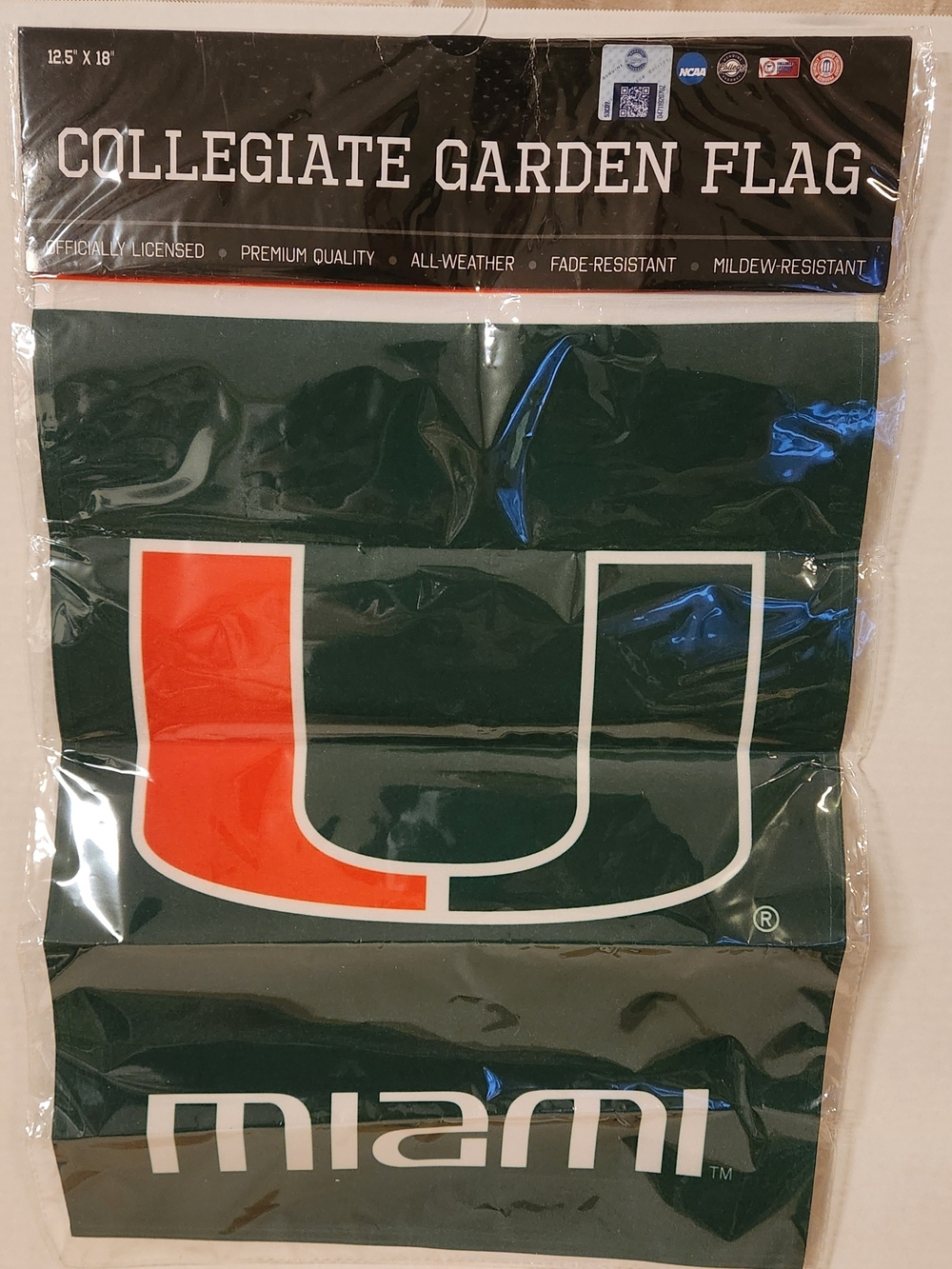 Miami Hurricanes Garden Flag NCAA Licensed 12.5" x 18" Briarwood Lane New
